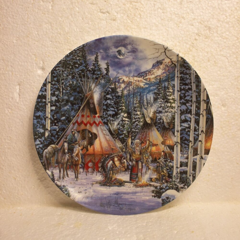 Vintage Bradford Exchange Sacred Circle Collection ' Before the Hunt" Plate #1